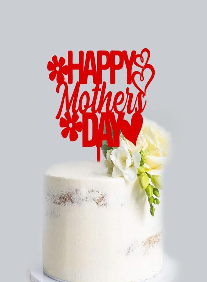 Suruchi Strokes Mother’s Day Cake Topper | Happy Mother’s Day Acrylic Cake Decoration Item (Red) - Image 1